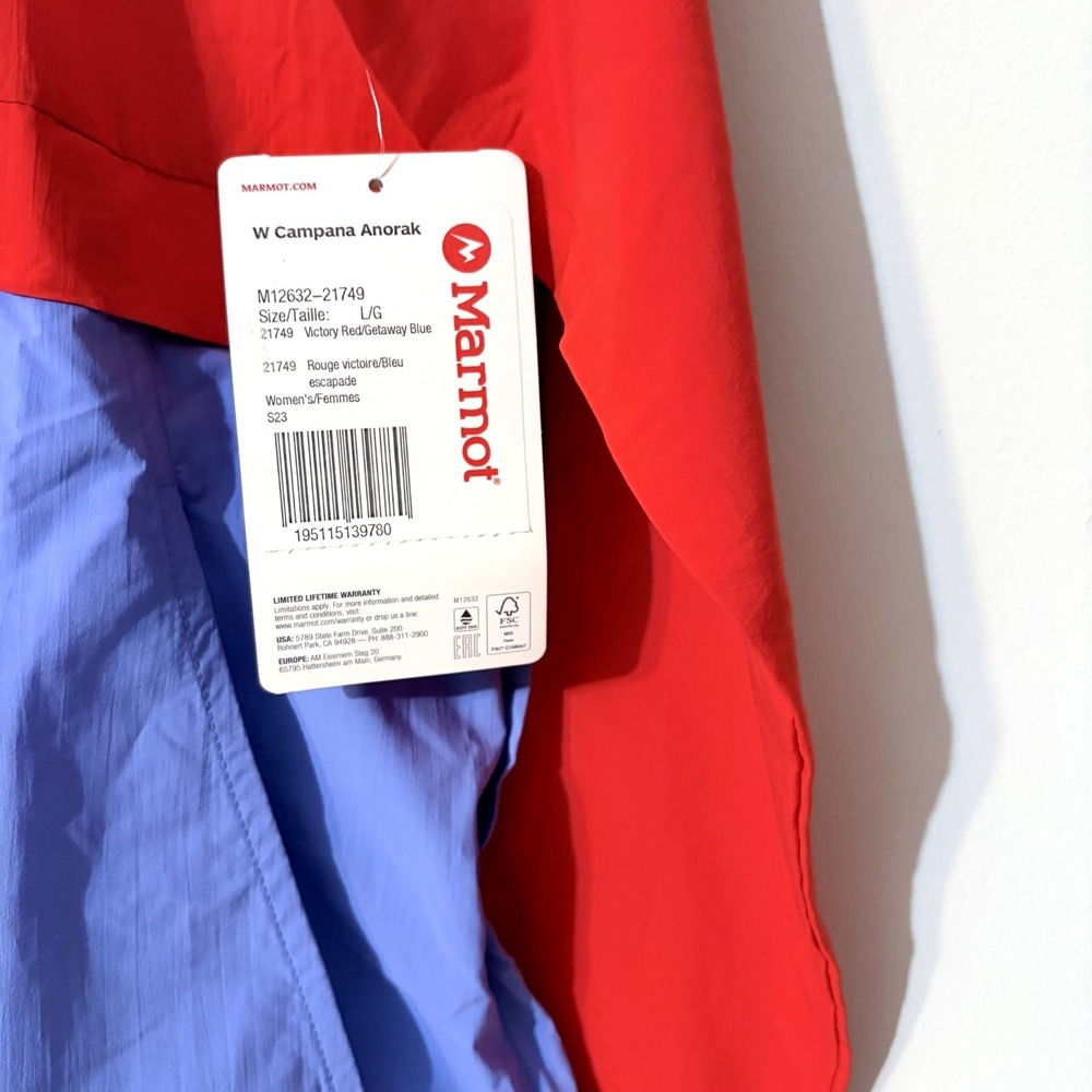 Marmot Campana Anorak Lightweight Jacket Red Blue Women's Size L - Picture 6 of 9